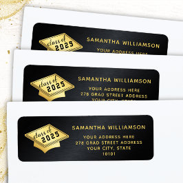 Etiqueta Classe de graduação em preto e Dourado de 2025