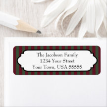 Classic Christmas Burgundy & Green Return Address