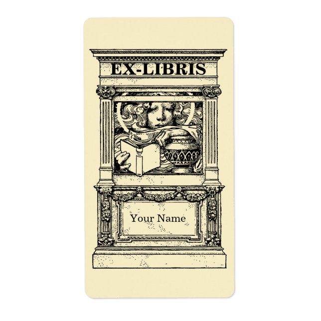 Etiqueta Classic Columns Frame Ex Libris Template (Frente)