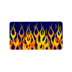Etiqueta Classic Racing Flames Fire on Navy Blue