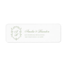 Etiqueta Classic Sage Green Floral Monogram Crest Wedding
