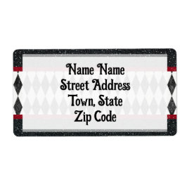 Etiqueta Clássico Black White Harlequin Diamond Argyle