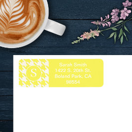 Etiqueta Clássico de limão amarelo e branco de houndstooth