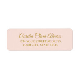 Etiqueta Clássico Elegante Blush Dourado Caligrafia Rosa