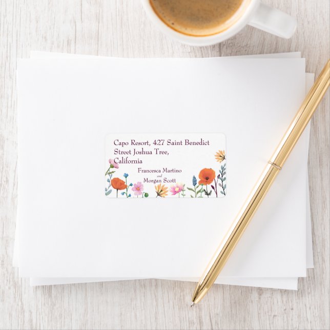 Etiqueta Clássico endereço de casamento floral verde floral (Insitu)