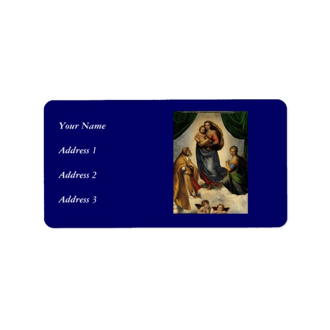 Etiqueta Clássico "Sistine Madonna" (cerca de 1513) de Rafa (Frente)