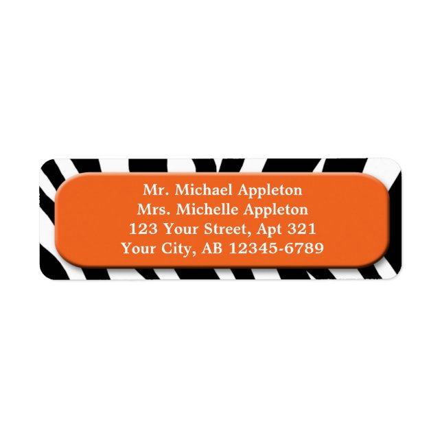 Etiqueta Classy Zebra Print Orange Address Labels (Frente)