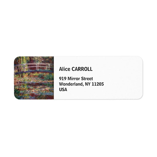 Etiqueta Claude Monet - Lagoa de Água Lily, Harmonia Rosa (Frente)