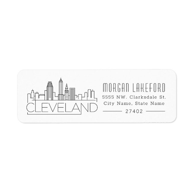 Etiqueta Cleveland Stylized Skyline | (Frente)