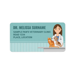 Etiqueta Clínica Veterinária Mulher Veterinária Animal Médi