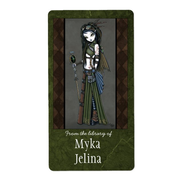 Etiqueta "Cloud Burst" Steampunk Aviatrix Fairy Bookplate (Frente)