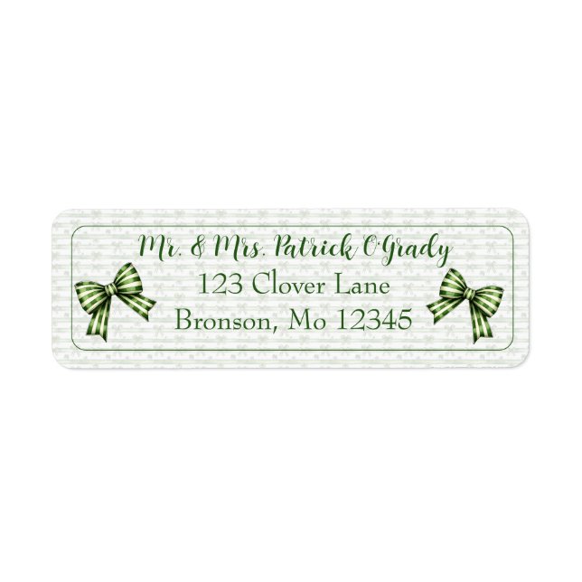 Etiqueta Clover & Bow St. Patrick’s Day  (Frente)