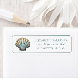 Etiqueta Coastal Blue Scallop Seashell Personalized