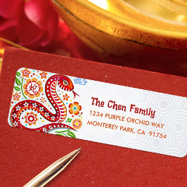 Etiqueta Cobra Chinês de Papercut Ano Novo 2025 Moderno