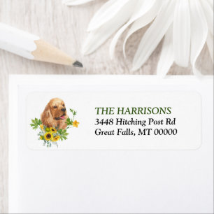 Etiqueta Cocker Spaniel Buff Eucalipto Girassol