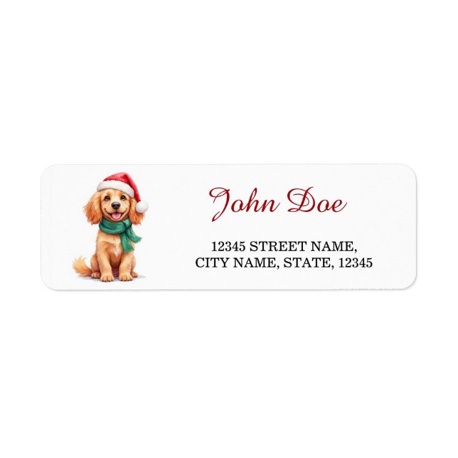 Etiqueta Cocker Spaniel com chapéu de Papai Noel Natal Retu (Frente)