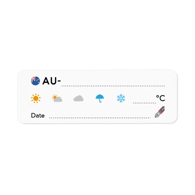 Etiqueta Código Postal AU Austrália Data Climática ラ ベ ル (Frente)