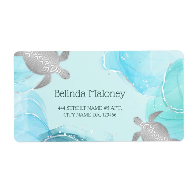 Etiqueta Código QR Costeiro de Tinta Azul de Prata (Frente)