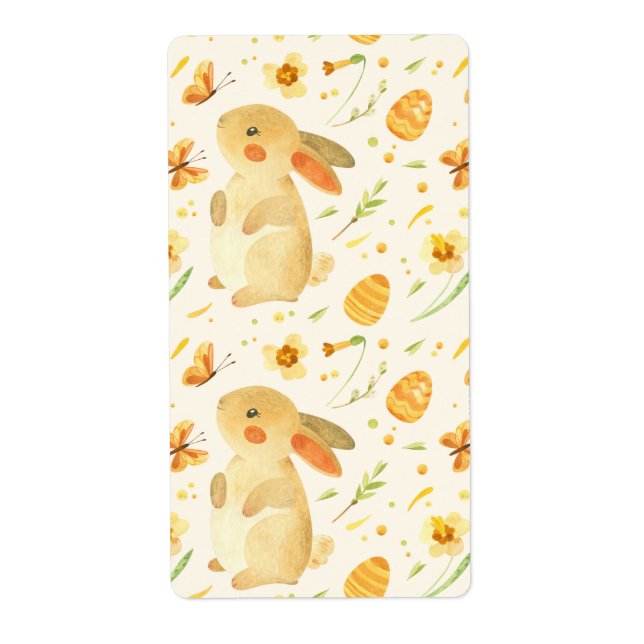 Etiqueta Coelhinho da Páscoa e Borboletas (Frente)