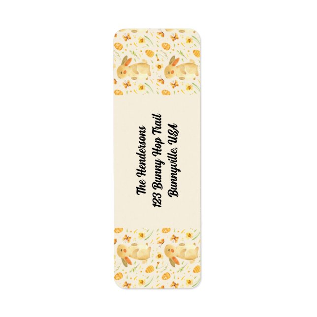 Etiqueta Coelhinho da Páscoa e Borboletas (Frente)