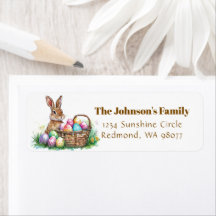 Coelho bonito com endereço de ovos de Páscoa