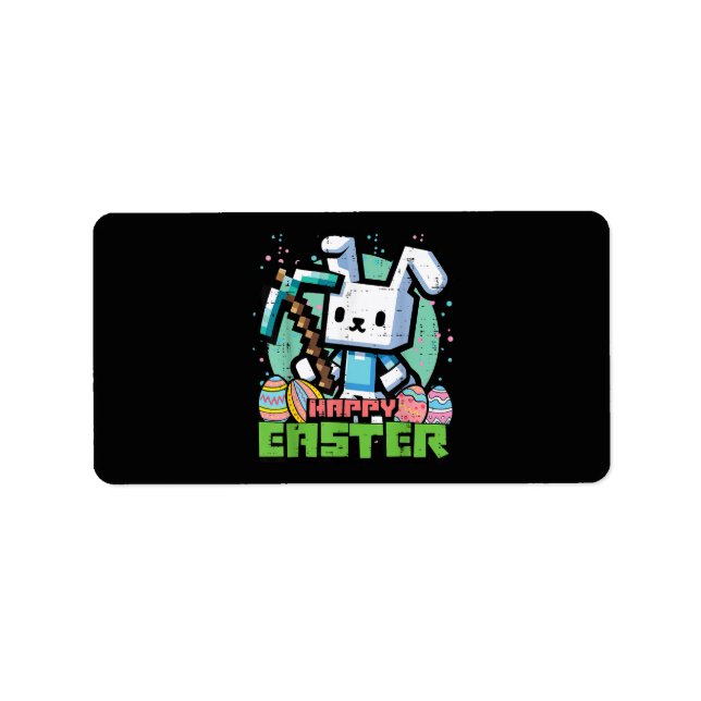 Etiqueta Coelho Feliz de Páscoa Jogo Pixel  (Frente)