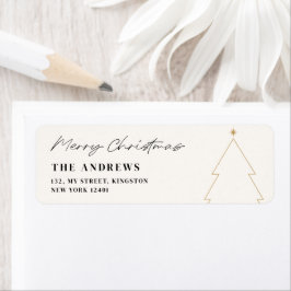 Etiqueta Colagem de Fotos de Árvore de Natal Minimalista Mo