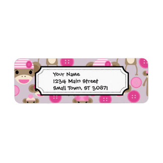 Etiqueta Colagem de Padrão de Macaco-Pica Rosa-Rosa-Bonito