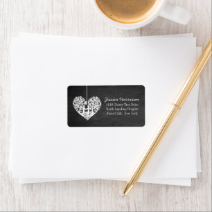 Etiqueta Coleção de Casamento de Chalkboard de Árvore Coraç
