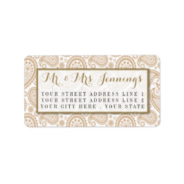 Etiqueta Coleção de Casamentos de Paisley Moderno - Brown