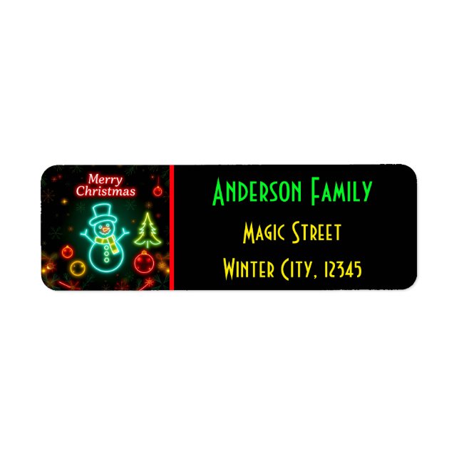 Etiqueta Coleção de Férias Populares de Neon Natal (Frente)