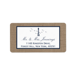 Etiqueta Coleção Náutica De Casamentos De Burlap De Farol