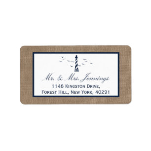 Etiqueta Coleção Náutica De Casamentos De Burlap De Farol