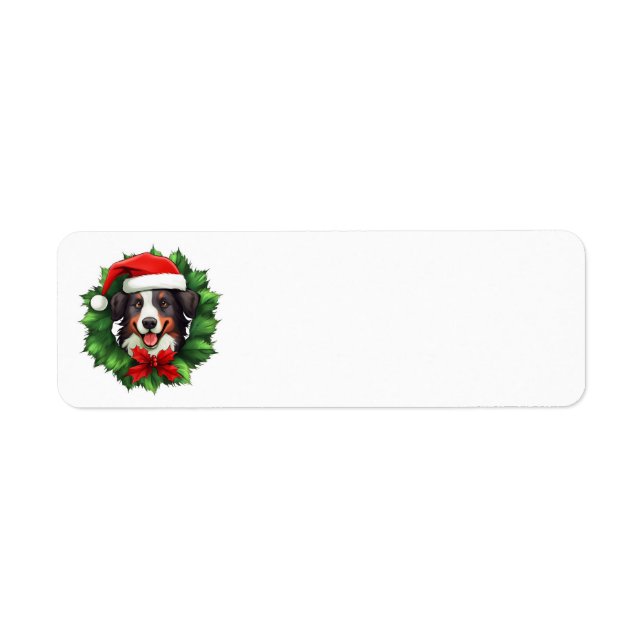 Etiqueta Collie Christmas Wreath (Frente)