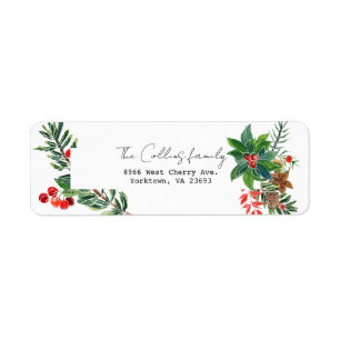 Etiqueta Coloração de Natal Colorida Holly & Botanicals