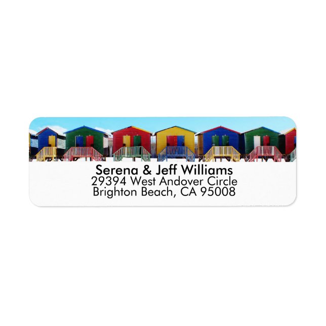 Etiqueta Colorful Beach House Huts (Frente)