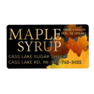 Etiqueta Colorful Maple Leaf Plastic Jug Syrup label