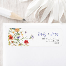 Etiqueta Colorful Wildflower Wedding Return Address Label