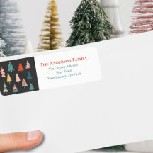 Colorida Aquarela Árvores de Natal Nome