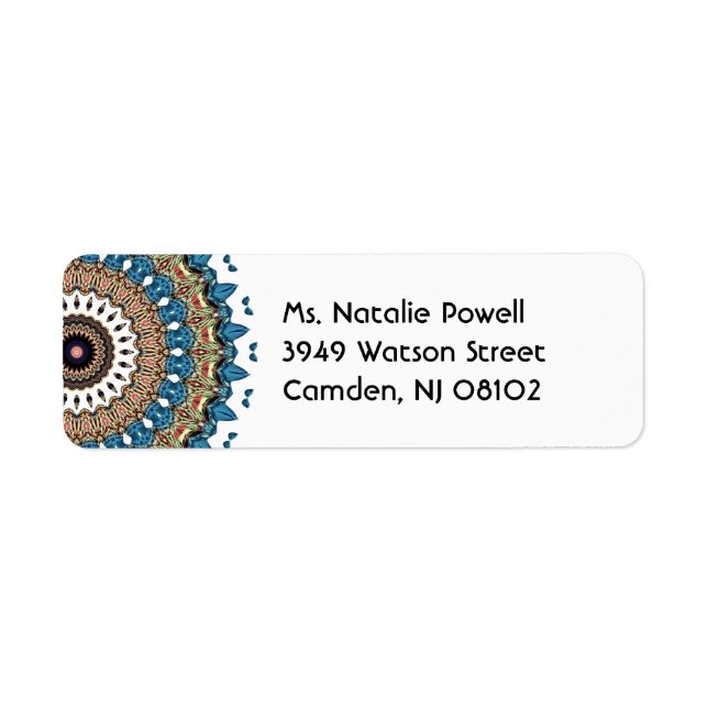 Etiqueta Colorida Bonito Mandala Design (Frente)