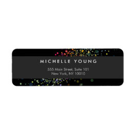 Etiqueta Colorida Confetti Bokeh no Black Modern