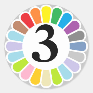 etiqueta colorida do número 3