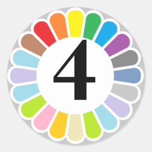etiqueta colorida do número 4