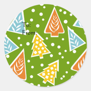 Etiqueta colorida do Tag do presente das árvores