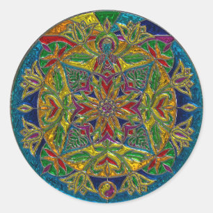 Etiqueta colorida Glassy artística da mandala