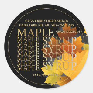 Etiqueta Colorida Leaf Round Syrup
