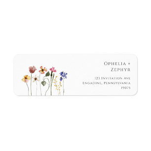 Etiqueta Colorida Wildflower Rótulo de Endereço de Devolu