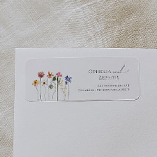 Etiqueta Colorida Wildflower Rótulo de Endereço de Devolu