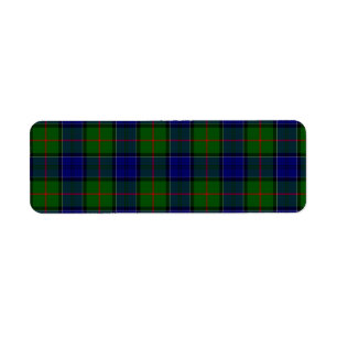 Etiqueta Colquhoun tartan xadrez verde azul