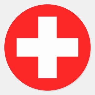 Etiqueta com a bandeira da suiça